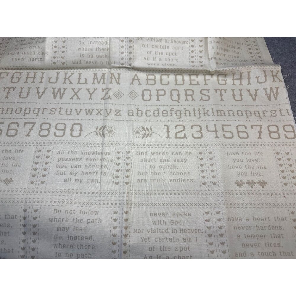 Moda Fabrics 19" x 46" Cotton Fabric Panel with Inspirational Quotes & Alphabet